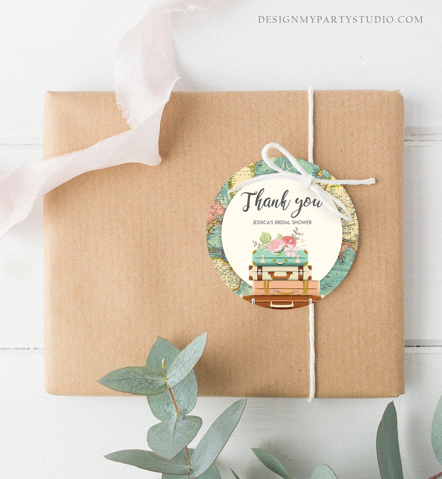 Editable Travel Favor Tags Travel Adventure Bridal Shower Round Square Suitcases Label Stickers Map Download Digital Template Printable 0044