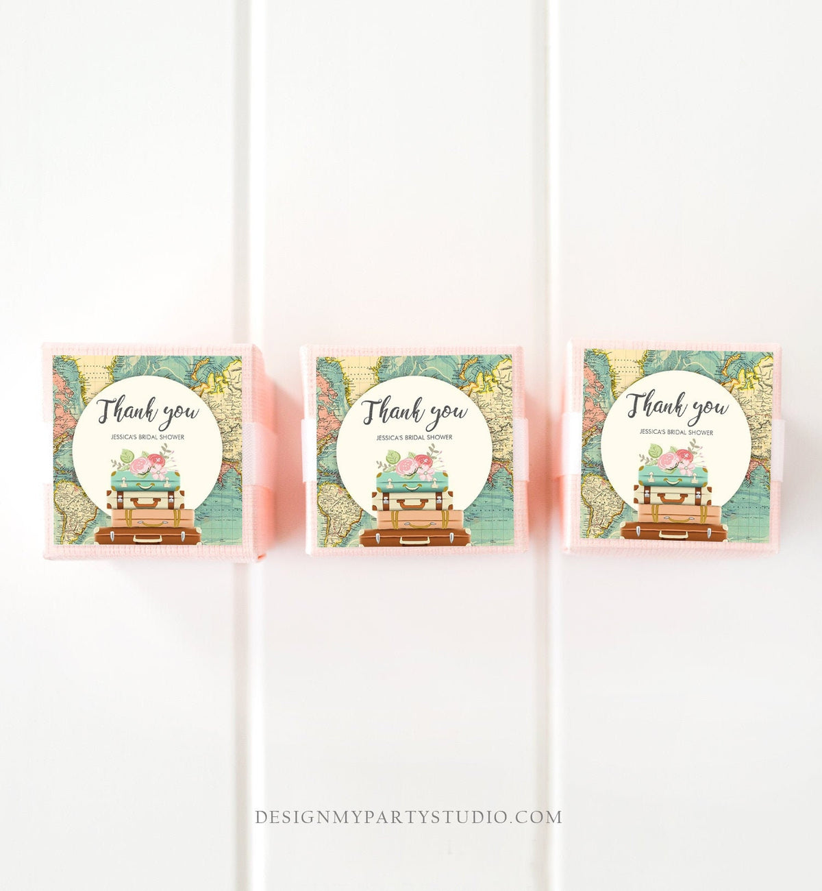 Editable Travel Favor Tags Travel Adventure Bridal Shower Round Square Suitcases Label Stickers Map Download Digital Template Printable 0044