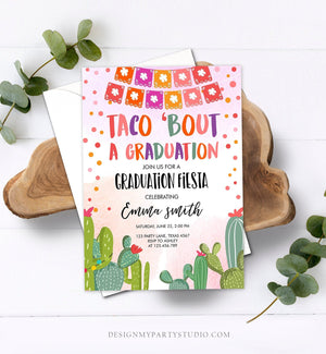 Editable Taco Bout a Graduation Party Invitation Fiesta Graduation Party Invite Cactus Girl Mexican Template Download Digital Corjl 0135