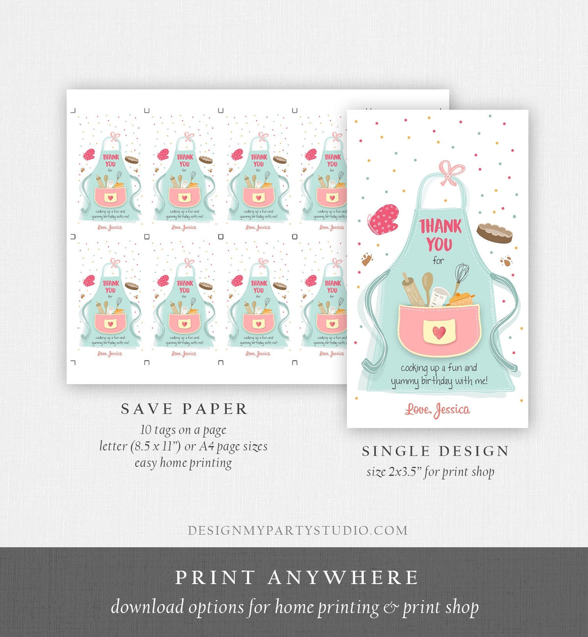 Editable Cooking Favor Tags Tags Baking Birthday Thank you tags Kids Stock The Kitchen Bridal Shower Tags Template Corjl PRINTABLE 0219