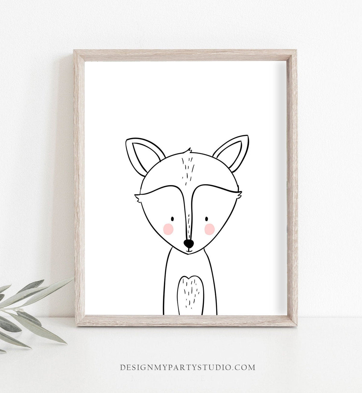 Fox Nursery Print Woodland Nursery Decor Fox Print Woodland Safari Nursery Wall Art Monochrome Minimalist Digital Download Printable 0039