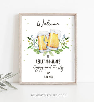 Editable Love is Brewing Welcome Sign Brewing Couples Shower Beers Cheers Wedding Shower Brews Before I Do Greenery Corjl Template 0190