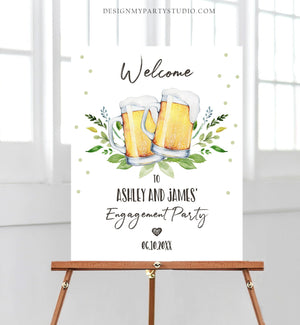 Editable Love is Brewing Welcome Sign Brewing Couples Shower Beers Cheers Wedding Shower Brews Before I Do Greenery Corjl Template 0190