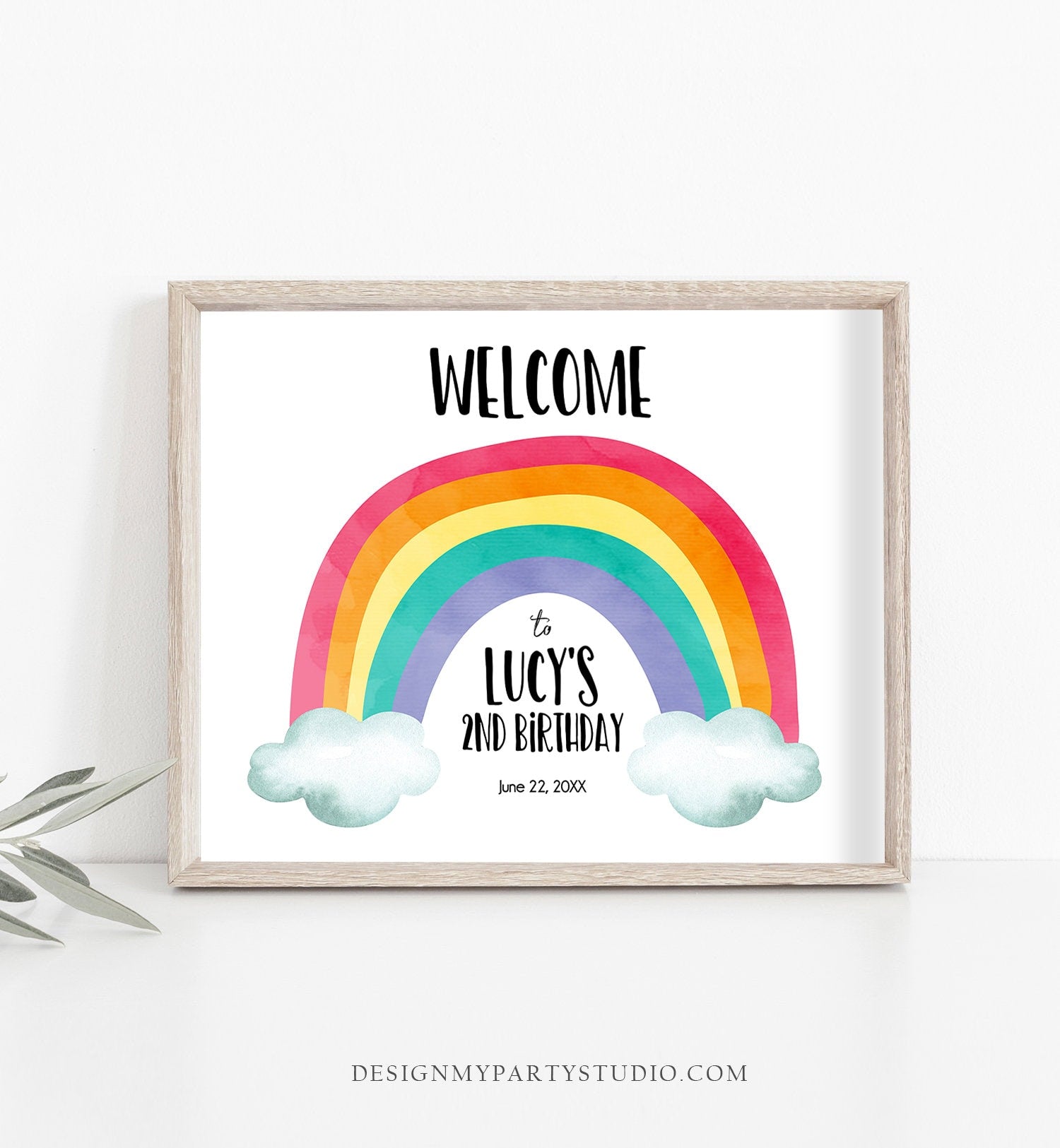 Editable Rainbow Welcome Sign Rainbow Birthday Sign Colorful Welcome Girl Birthday Clouds Colors Boy Neutral Template PRINTABLE Corjl 0272