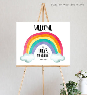 Editable Rainbow Welcome Sign Rainbow Birthday Sign Colorful Welcome Girl Birthday Clouds Colors Boy Neutral Template PRINTABLE Corjl 0272