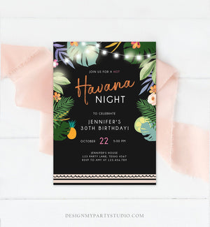 Editable Havana Nights Invitation Night in Havana Birthday Invitation Vintage Beach Download Printable Invite Template Digital Corjl 0287
