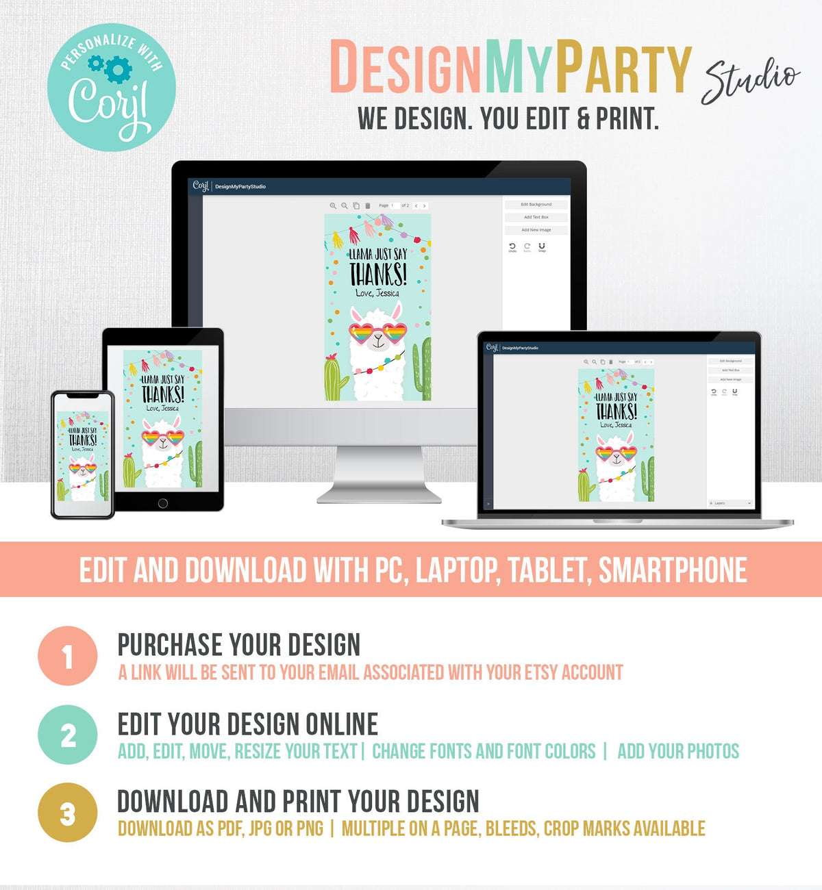 Editable Llama Favor Tags Whole Llama Fun Thank You Tags Llama Birthday Fiesta Mexican Cactus Gift Tag Alpaca Digital Download Template 0079