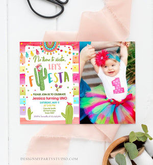 Editable Let's Fiesta Birthday Invitation Cactus Succulent First Birthday Party Girl 1st Mexican Uno Download Corjl Template Printable 0134