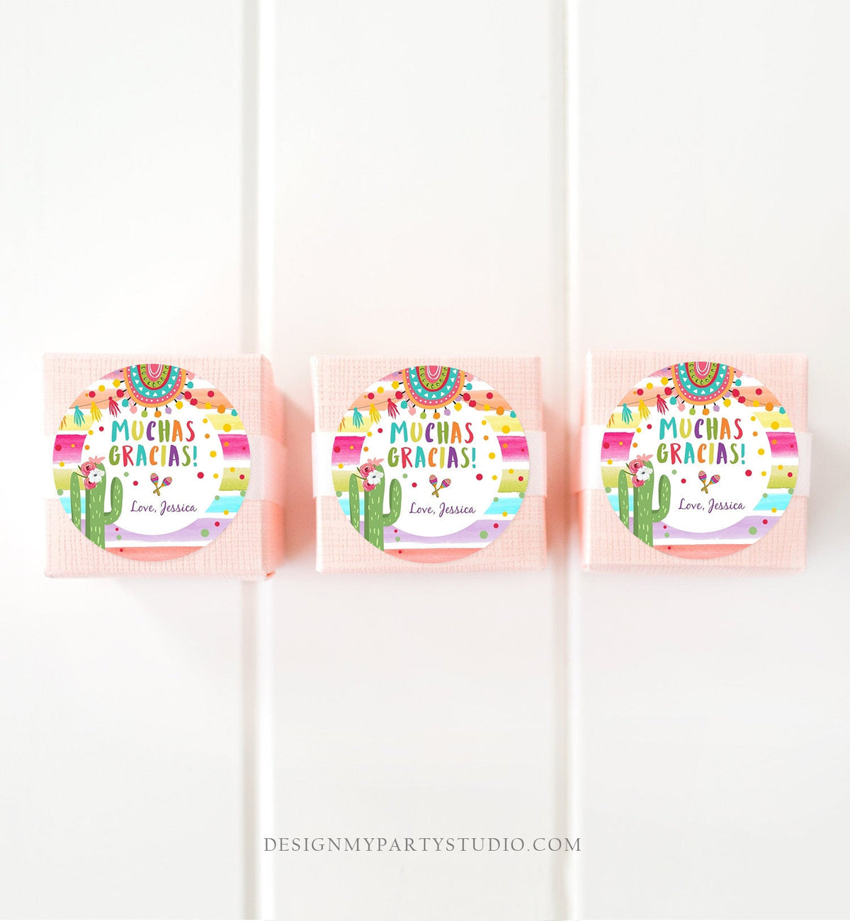 Editable Fiesta Favor Tags Muchas Gracias Thank You Tags Cactus Succulent Mexican Birthday Baby Bridal Shower Taco Bout Corjl Template 0134