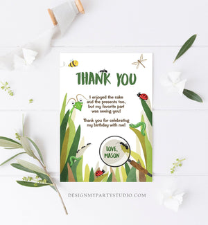 Editable Thank You Card Bug Thank you Note Bug Birthday Insect Party Boy Birthday Thank you Download Printable Template Corjl Digital 0090
