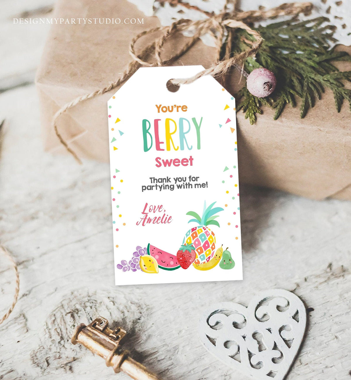 Editable Favor Tag Two-tti Frutti Birthday Two-tti Fruiti Party Fruit Thank You Tag Tropical Summer Digital Download Template Printable 0139