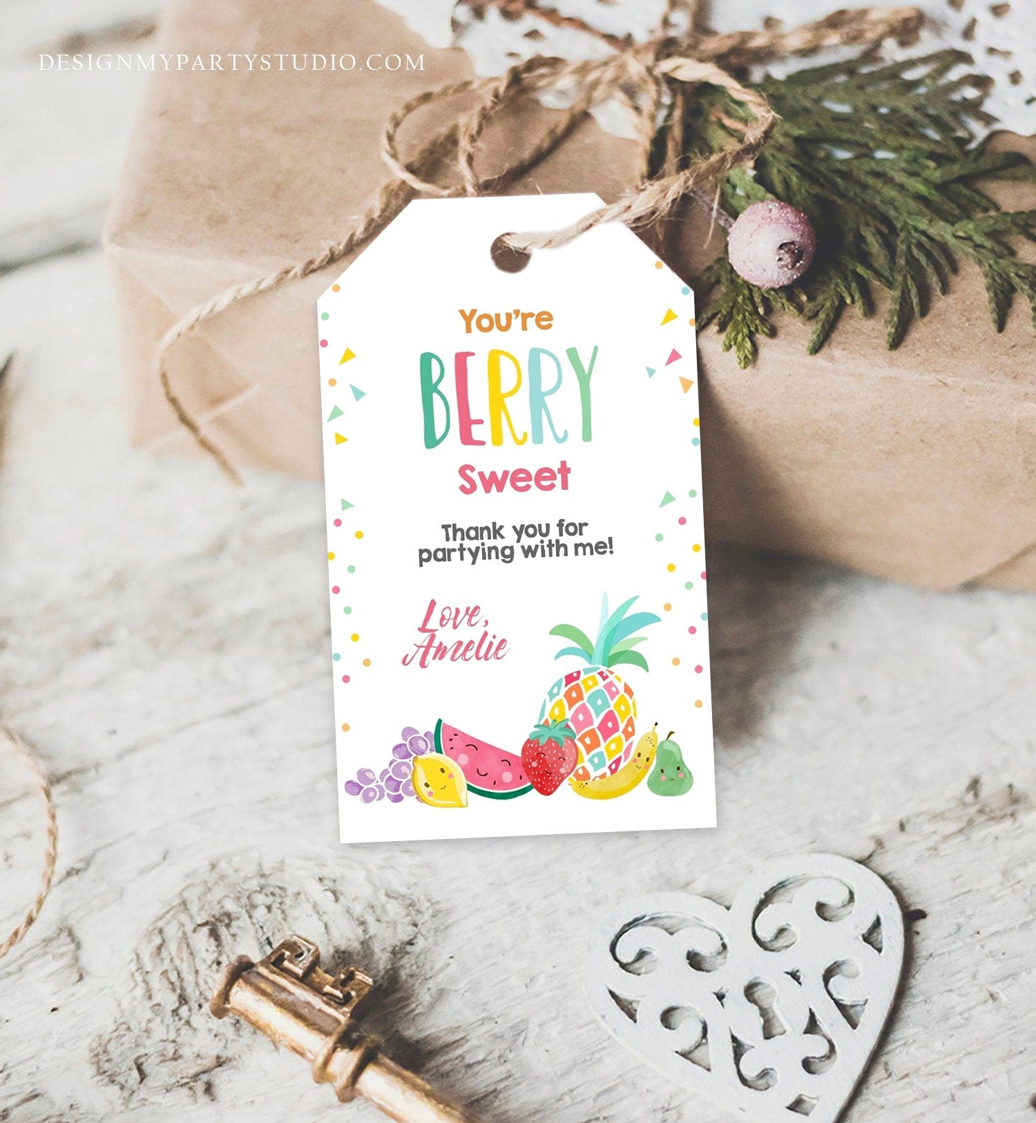 Editable Favor Tag Two-tti Frutti Birthday Two-tti Fruiti Party Fruit Thank You Tag Tropical Summer Digital Download Template Printable 0139