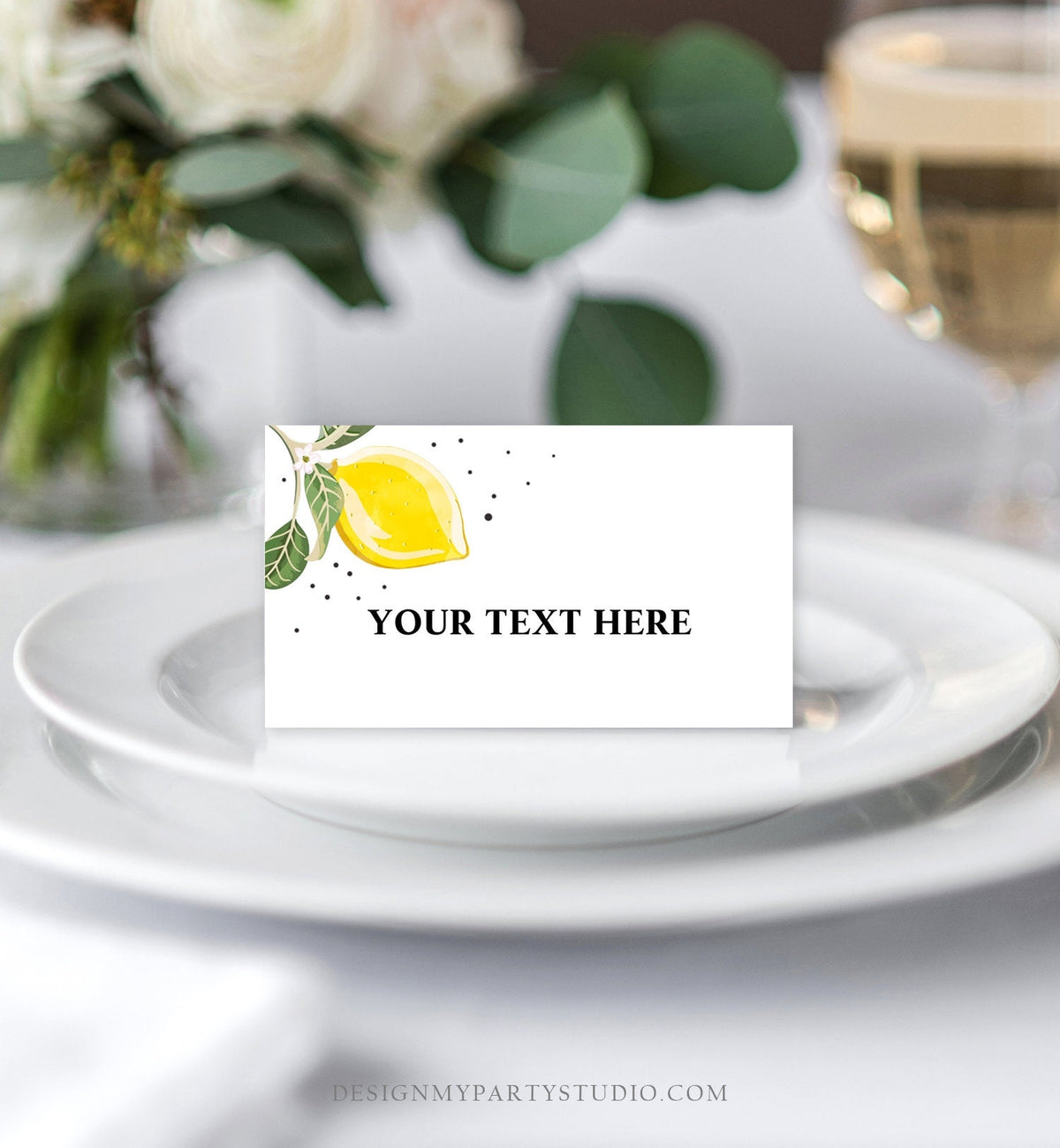 Editable Lemon Food Tent Cards Watercolor Lemon Food Labels Place Card Bridal Shower Lemonade Citrus Summer Boho Corjl Template 0307