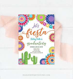 Editable Let's Fiesta Graduation Party Invitation Cactus Mexican Taco Bout Grad High School College Download Corjl Template Printable 0236