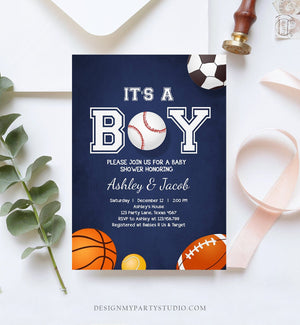 Editable Boy Baby Shower Invitation Baseball Baby Shower Its A Boy Invite Baby Sprinkle Sports Slugger Printable Template Corjl Digital