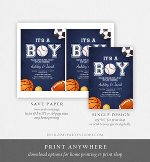 Editable Boy Baby Shower Invitation Baseball Baby Shower Its A Boy Invite Baby Sprinkle Sports Slugger Printable Template Corjl Digital