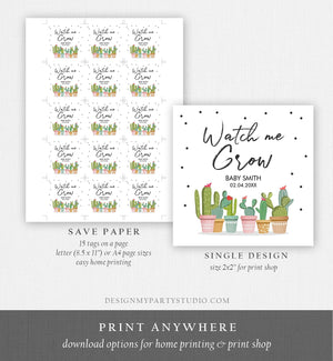 Editable Watch Me Grow Tags Fiesta Cactus Favor Tags Baby Shower Bridal Succulent Taco Bout Love Tag Corjl Baby Template Printable 0254