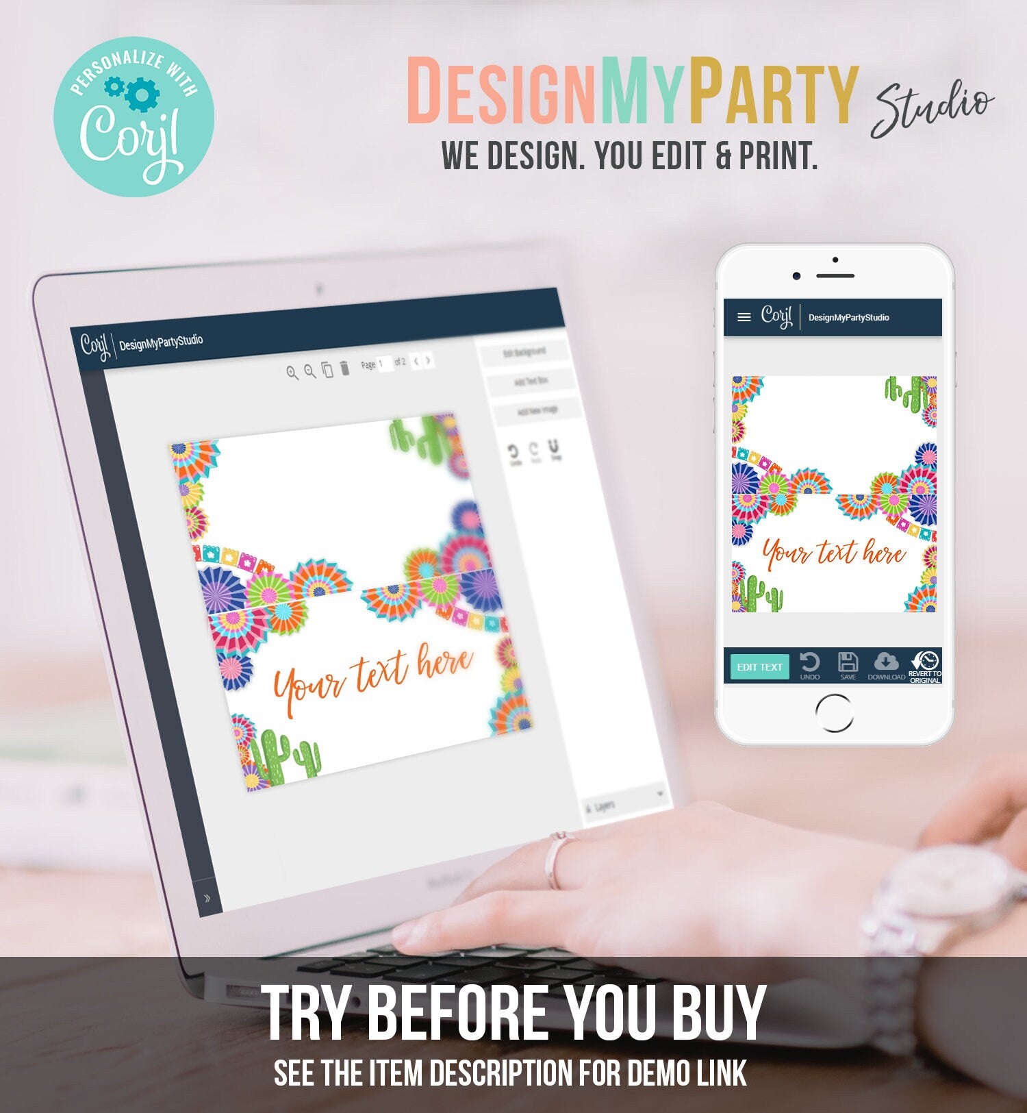 Editable Fiesta Cactus Food Label Fiesta Party Place Card Tent Card Birthday Baby Shower Mexican Fiesta Decor Template Printable 0236