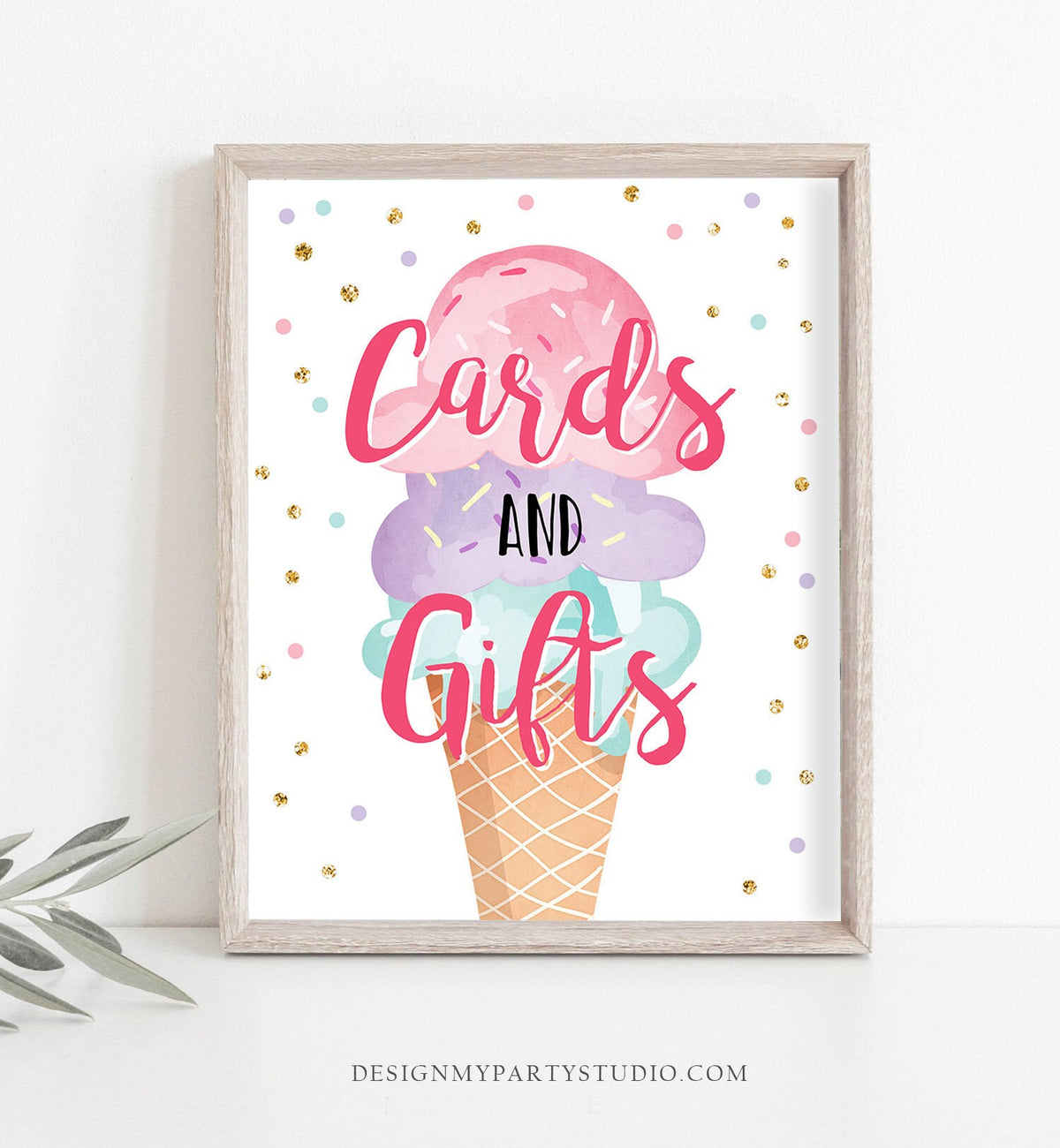 Cards and Gifts Ice Cream Sign Ice Cream Birthday Party Sign Ice Cream Decorations Social Pink Mint Purple Instant Download Printable 0243