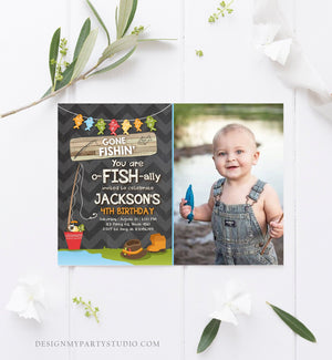Editable Fishing Birthday Invitation Boy o-Fish-Ally Reeling the Big One Gone Fishing Fishin Digital Download Corjl Template Printable 0080