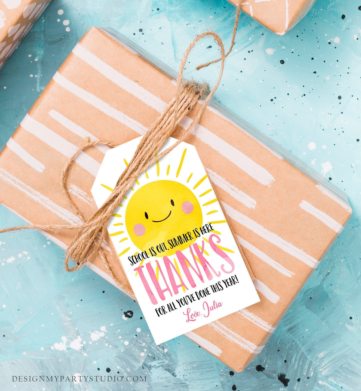 Editable Teacher Appreciation Gift Tags Sunshine Thank You Tag Schools Out Summer End of Year Tag Download Corjl Template 0141 0464