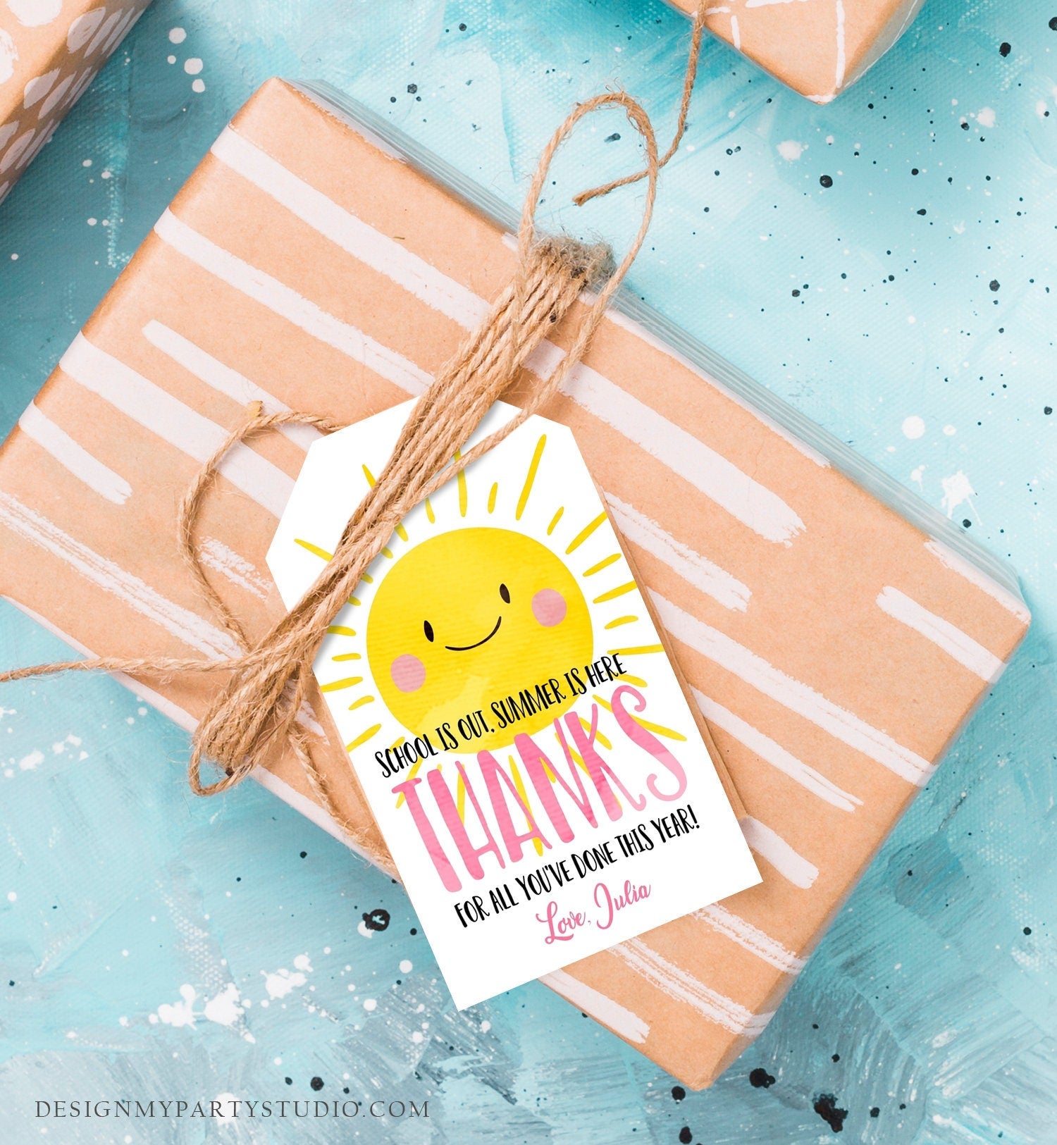 Editable Teacher Appreciation Gift Tags Sunshine Thank You Tag Schools Out Summer End of Year Tag Download Corjl Template 0141 0464