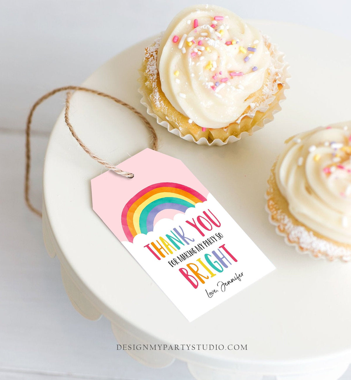 Editable Rainbow Favor Tags Rainbow Birthday Baby Shower Thank You Tags Colorful Girl Boy Blue Pink Digital Template Printable 0272