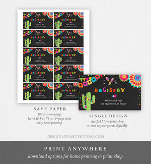 Editable Fiesta Insert Card Registry Card Enclosure Card Baby Bridal Shower Birthday Cactus Gift Card Mexican Succulent Corjl Template 0045