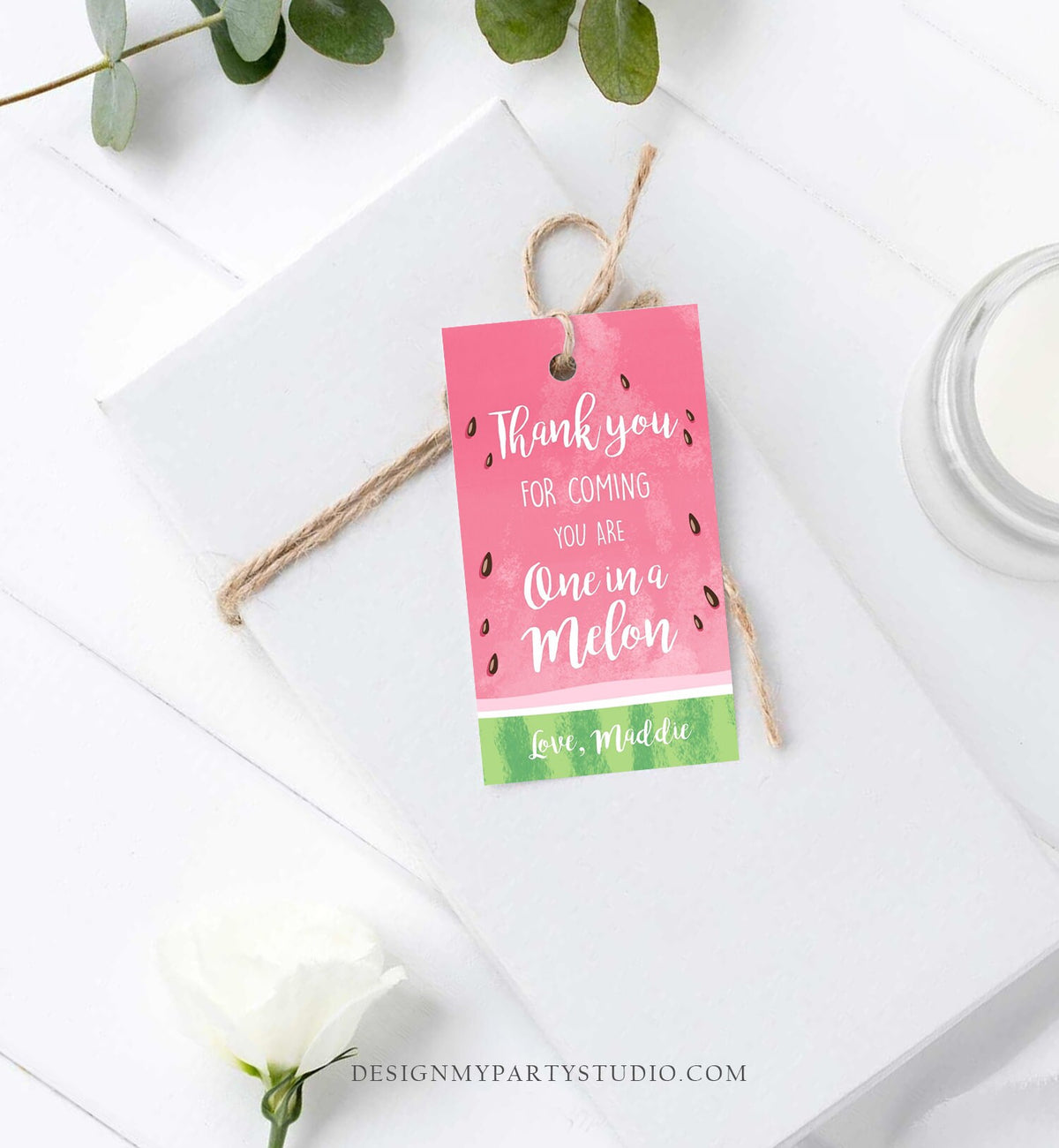 Editable Watermelon Party Favor Tags Birthday Thank you tags Watermelon Party Thank You Tags One in a Melon Summer PRINTABLE Corjl 0250