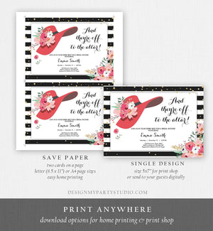 Editable Bridal Shower Invitation Derby Wear a Hat Horse races Floral Flowers Gold Red Pink Confetti Download Printable Template Corjl 0249