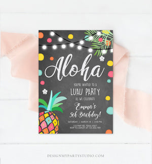 Editable Birthday Invitation Girl Aloha Pineapple Tropical Summer Party Beach Luau Party Hawaii Download Printable Template Corjl 0201