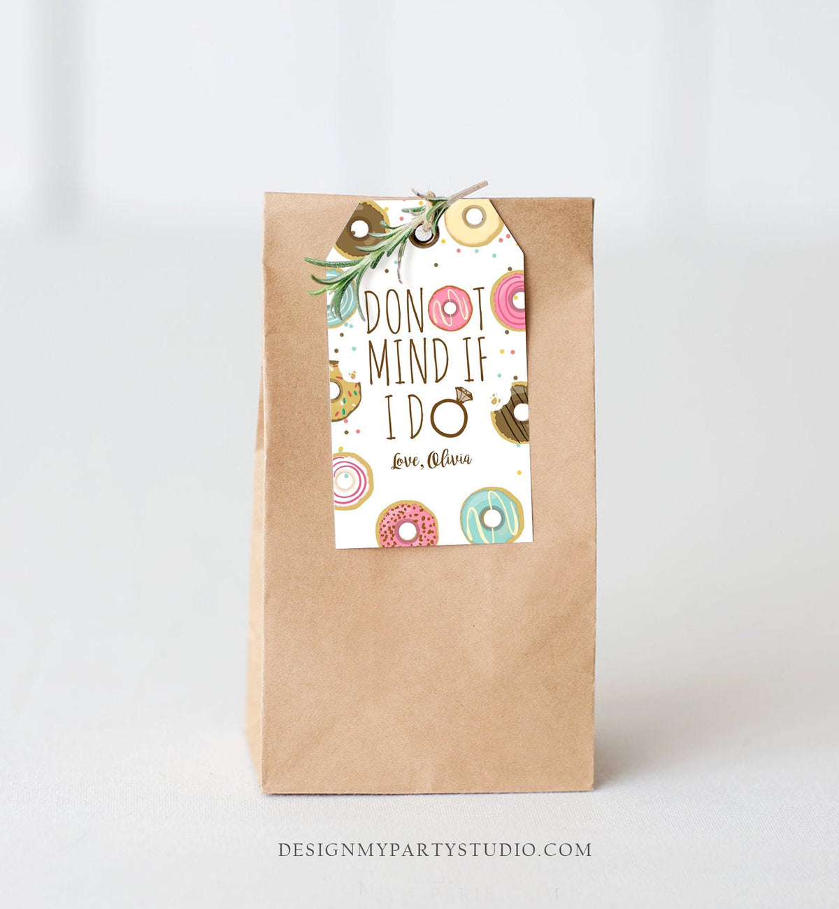 Editable Donut Mind if I Do Favor Tags Tags Donut Bridal Shower Thank you tags Doughnut Wedding Donut tags Template PRINTABLE Corjl 0050
