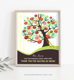 Editable Teacher Tree Print Student Names End of Year Gift Teacher Apples Appreciation Printable Instant Download Template Corjl 0464