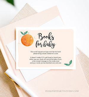 Editable A Little Cutie is on the Way Bring a Book Card Clementine Baby Shower Book Insert Books for Baby Template PRINTABLE Corjl 0330