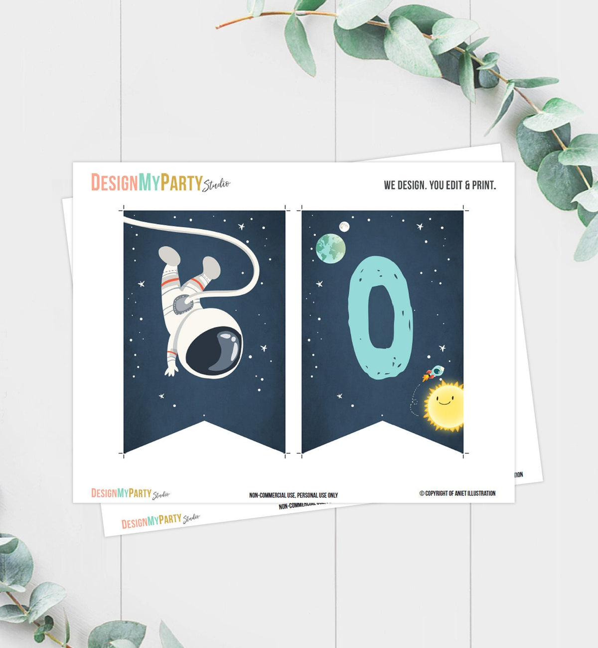 Outer Space High Chair Banner Birthday Astronaut Party High Chair Banner ONE Space Rocket Astronaut Party Decor Planets Printable 0046