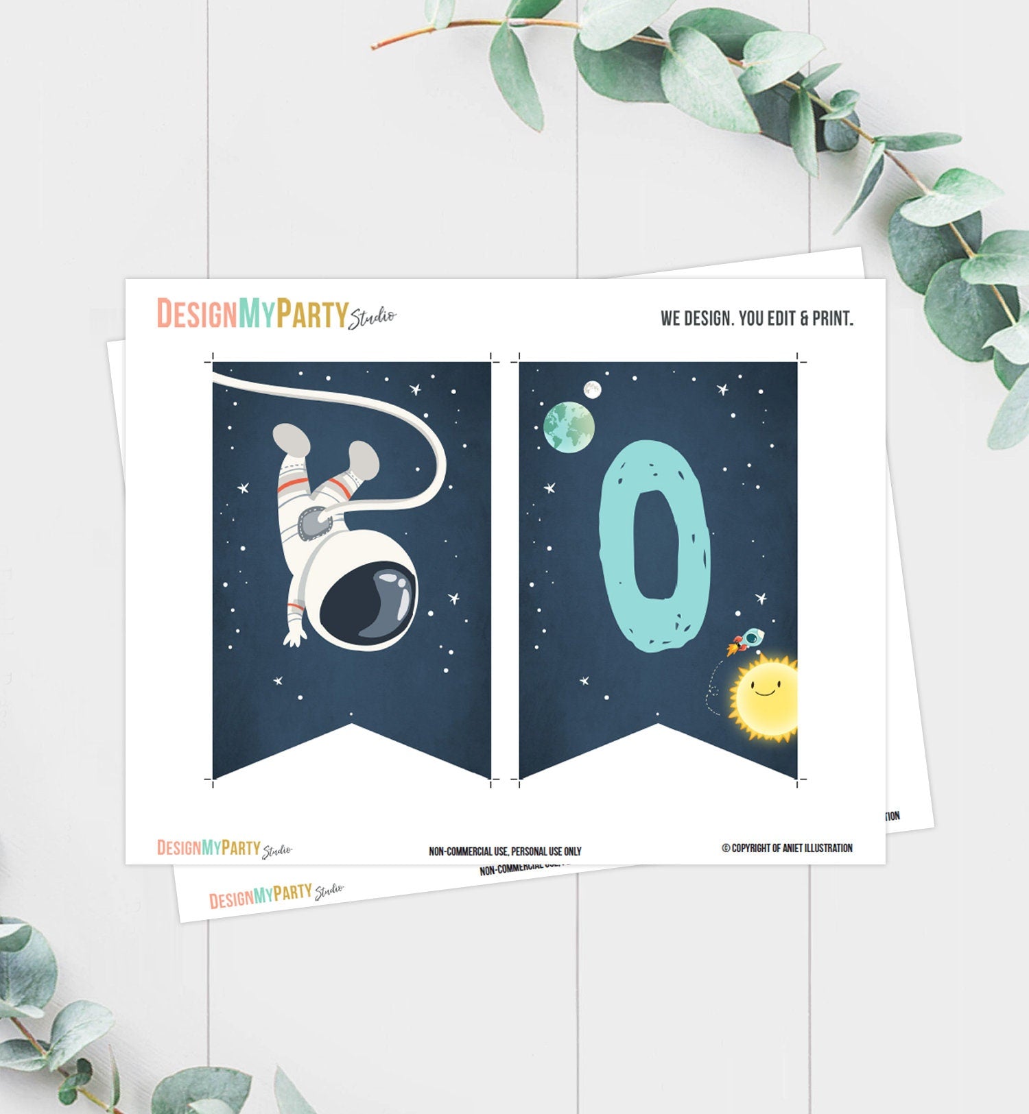 Outer Space High Chair Banner Birthday Astronaut Party High Chair Banner ONE Space Rocket Astronaut Party Decor Planets Printable 0046