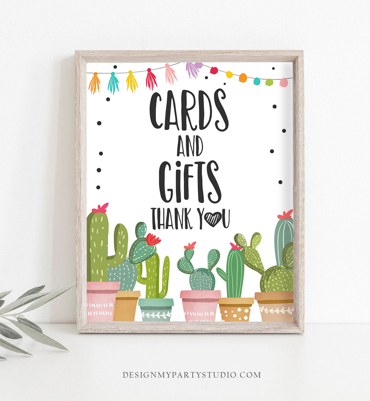 Cards and Gifts Sign Fiesta Cards Cactus Cards and Gifts Succulent Gift Table Baby Shower Decor Mexican 8x10 Instant Download Printable 0254