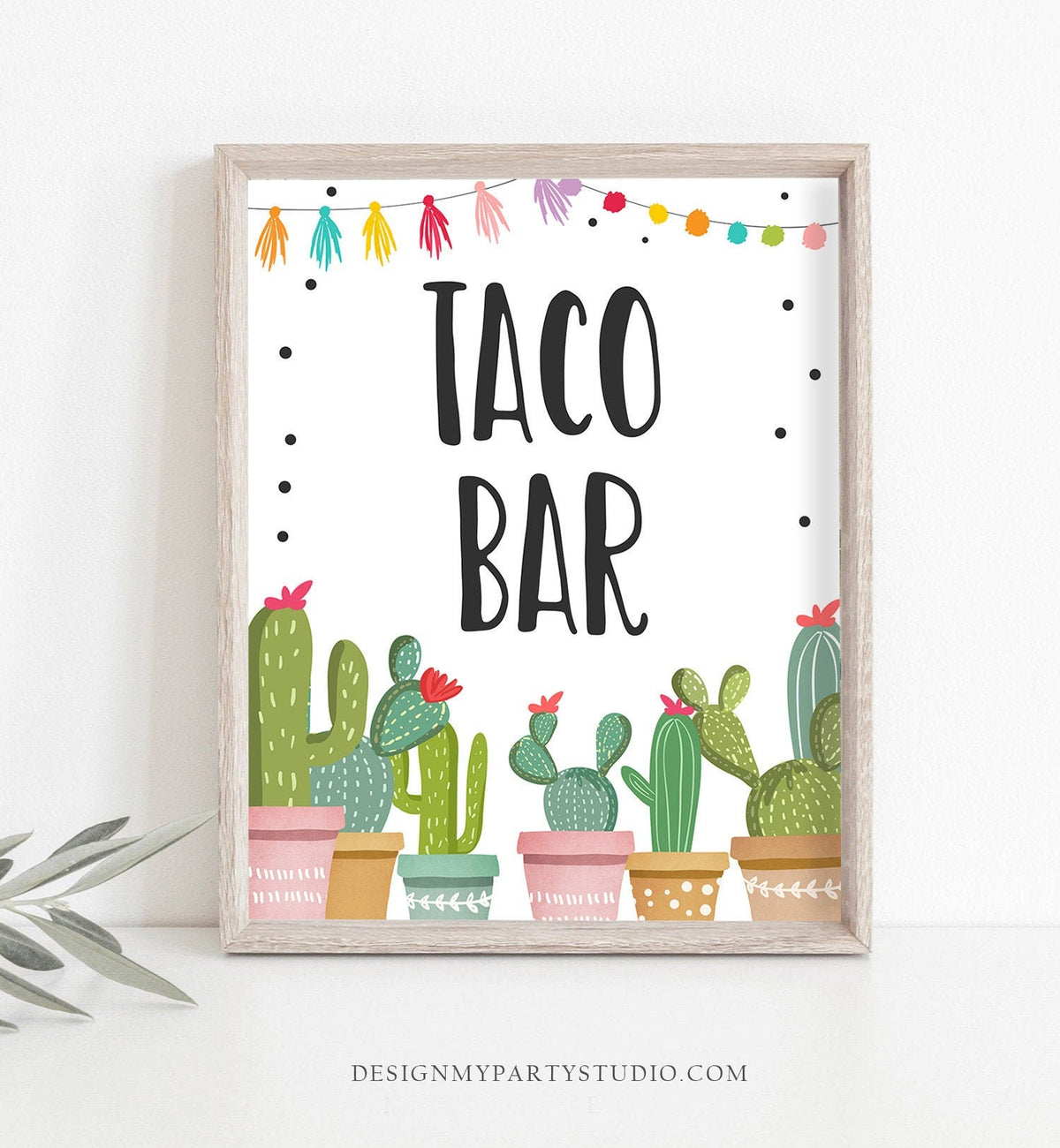 Fiesta Taco Bar Sign Fiesta Theme Bridal Shower Baby Shower Decor Cactus Succulent Table Taco Sign 8x10 Instant Download Printable 0254