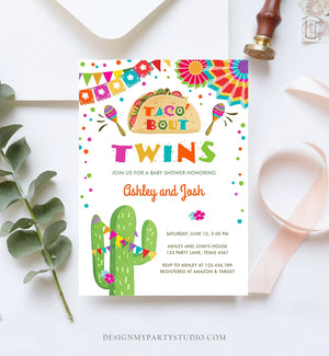 Editable Taco Bout Twins Baby Shower Invitation Cactus Chalk Mexican Fiesta Couples Shower Instant Download Printable Corjl Template 0045