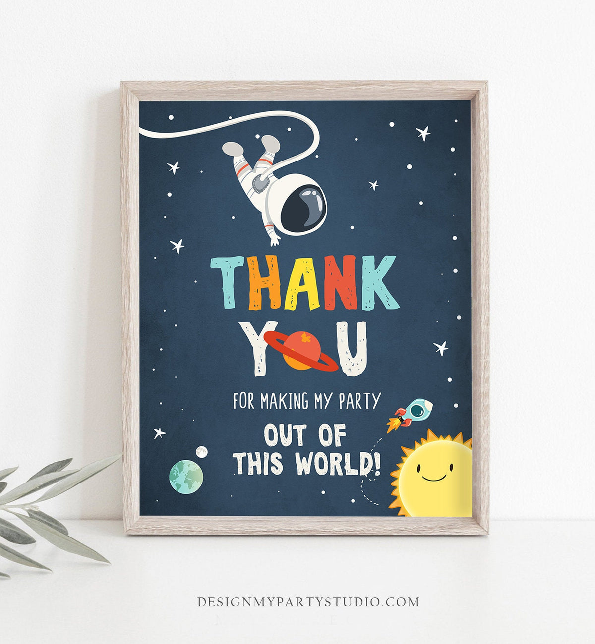 Thank You Space Party Sign Outer Space Birthday Sign Astronaut Party Favor Table Decor Boy Thank You Sign Rocket Digital Printable 0046