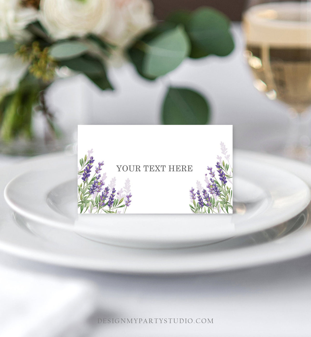Editable Lavender Food Labels Place Card Lavender Tent Card Insert Card Bridal Shower Boho Greenery Floral Digital Template Printable 0206