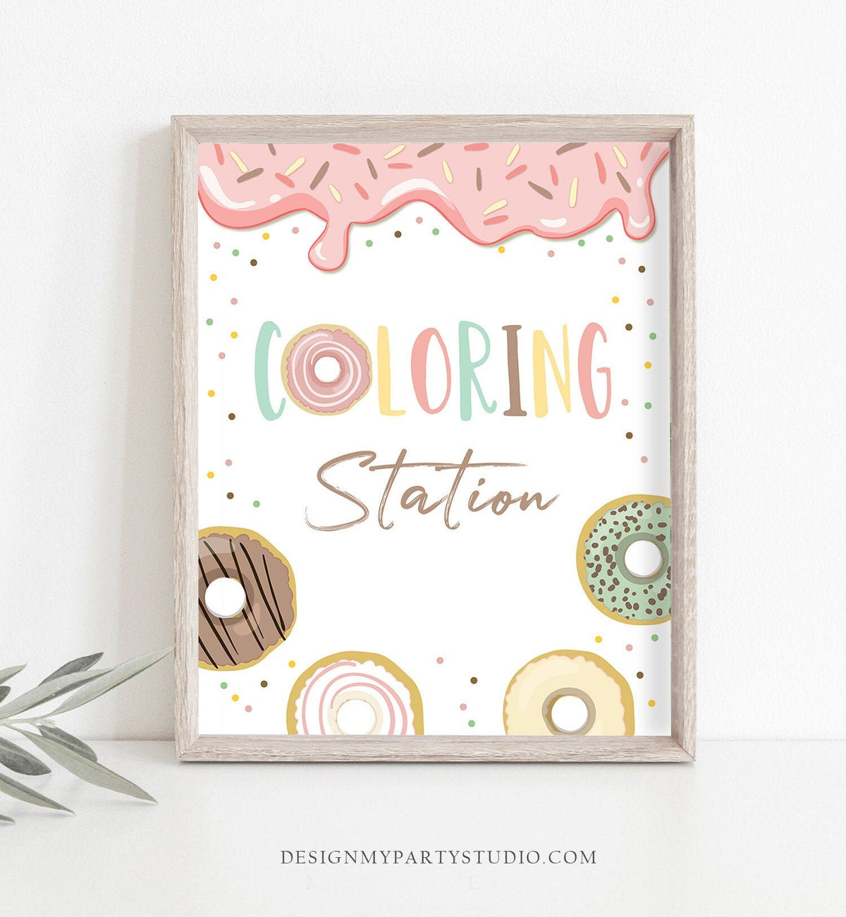 Coloring Station Sign Donut Birthday Party Sign Table Decor Doughnut Birthday Pink Girl Pastel Donut Decor Grow Up Digital Printable 0320