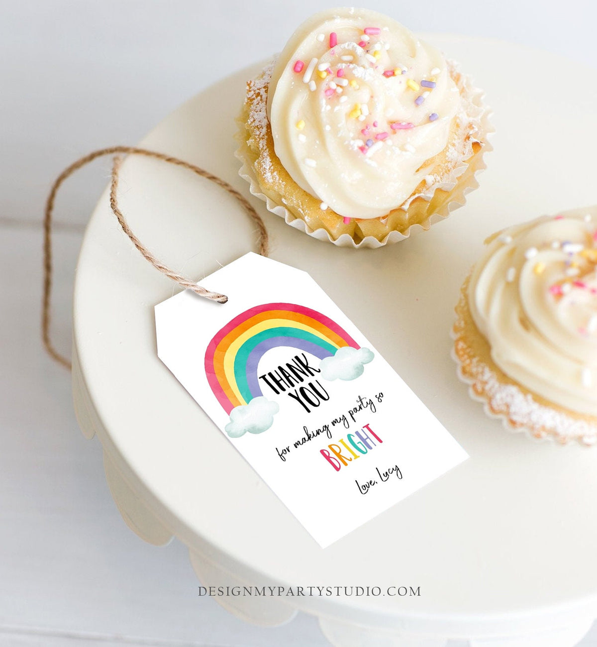 Editable Rainbow Favor Tags Rainbow Birthday Thank you tags Colorful Birthday Tags Girl Boy Neutral Colors Template PRINTABLE Corjl 0272