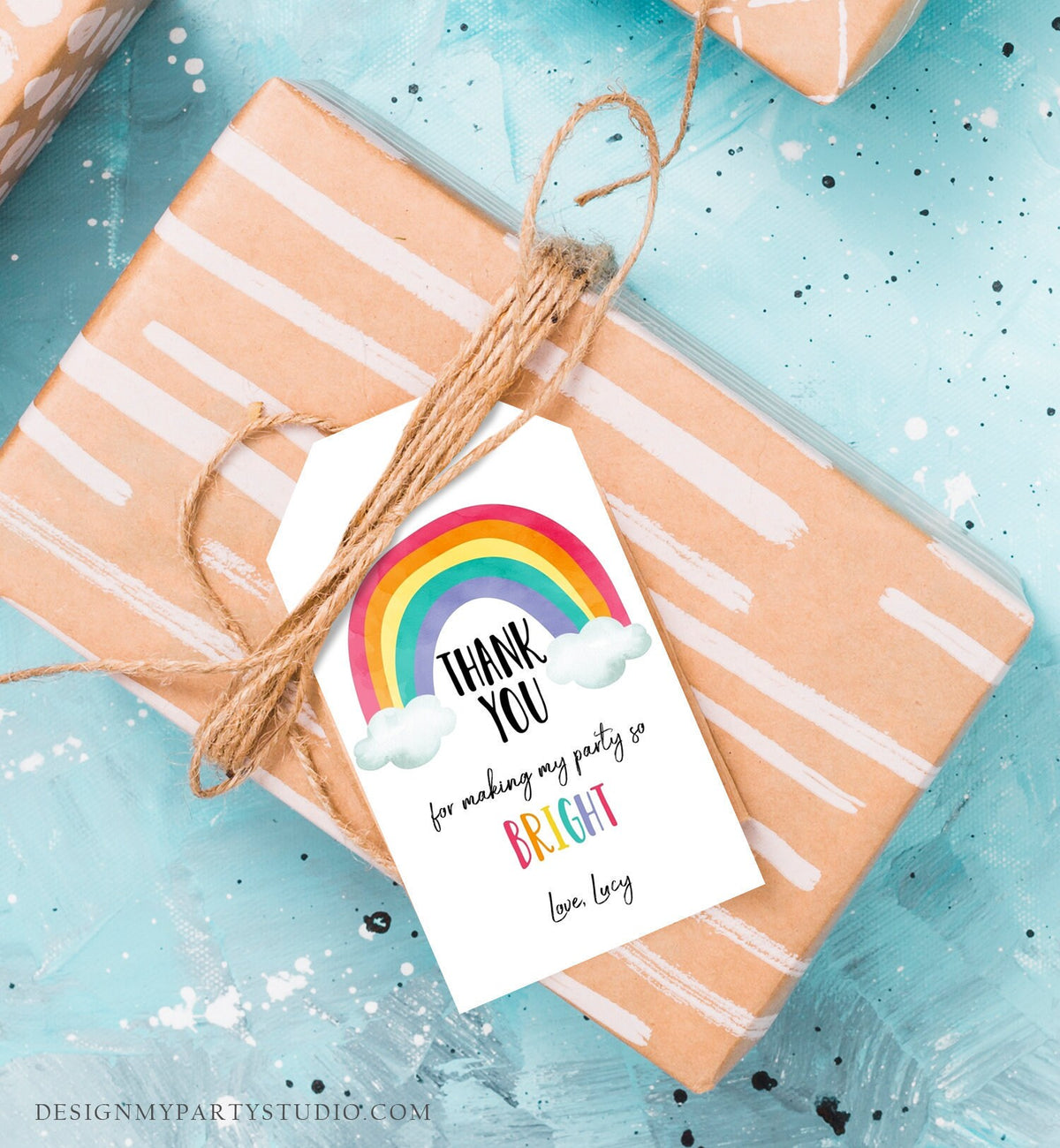 Editable Rainbow Favor Tags Rainbow Birthday Thank you tags Colorful Birthday Tags Girl Boy Neutral Colors Template PRINTABLE Corjl 0272