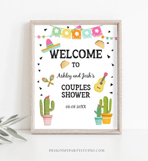 Editable Fiesta Cactus Welcome Sign Couples Shower Welcome Cactus Mexican Succulent Taco Bout Love Succulent Corjl Template Printable 0161