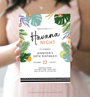 Editable Havana Nights Invitation Night in Havana Birthday Invitation Vintage Beach Download Printable Invite Template Digital Corjl 0287