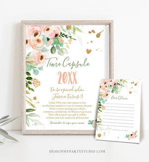 Editable Floral Birthday Time Capsule First Birthday Party Girl 1st Birthday Pink Wild One Miss Onederful Boho Template Printable Corjl 0147
