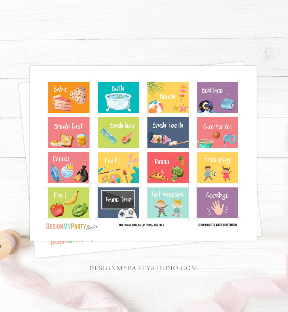 Editable Visual Schedule Kids Daily Routine Chart 80 Cards Chores Scho ...