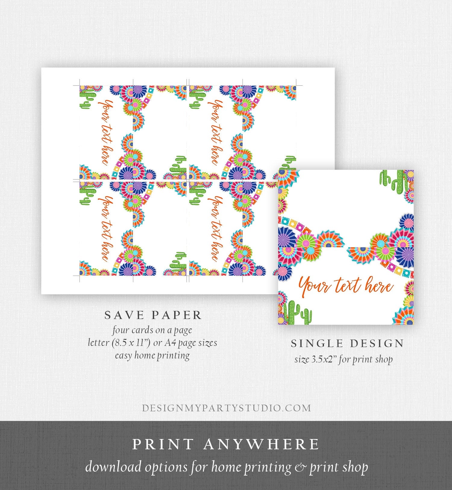 Editable Fiesta Cactus Food Label Fiesta Party Place Card Tent Card Birthday Baby Shower Mexican Fiesta Decor Template Printable 0236