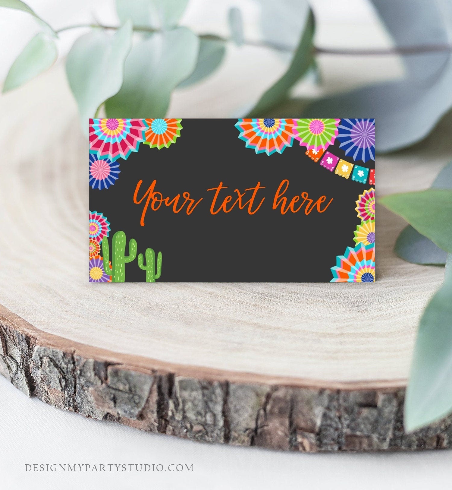 Editable Fiesta Cactus Food Labels Fiesta Party Place Card Tent Card Birthday Baby Shower Mexican Fiesta Confetti Decor Corjl Template 0236